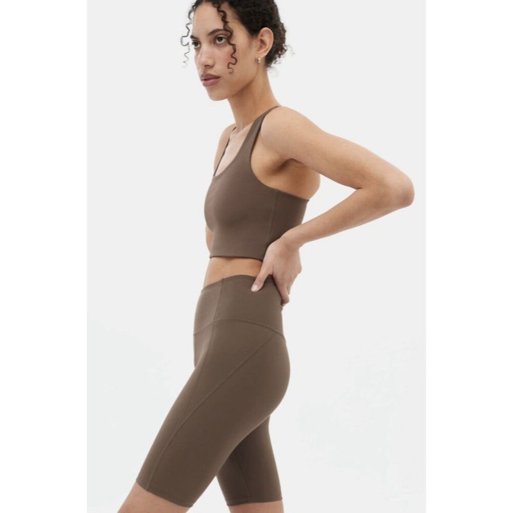 Girlfriend Collective S Brown Workout Set Sports Bra & Bike Shorts
